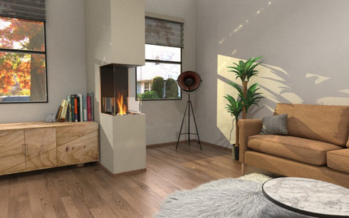 Ecosmart Fire Flex 86PN.BXR Peninsula Fireplace Insert - Black Finish / Stainless Steel Burner - ESF.FX.86PN.BXR